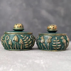 emerald forest meadow wooden pot with lid collection