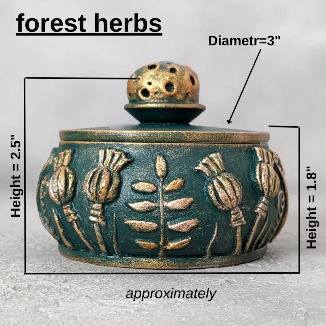 emerald forest meadow wooden pot with lid dimensions