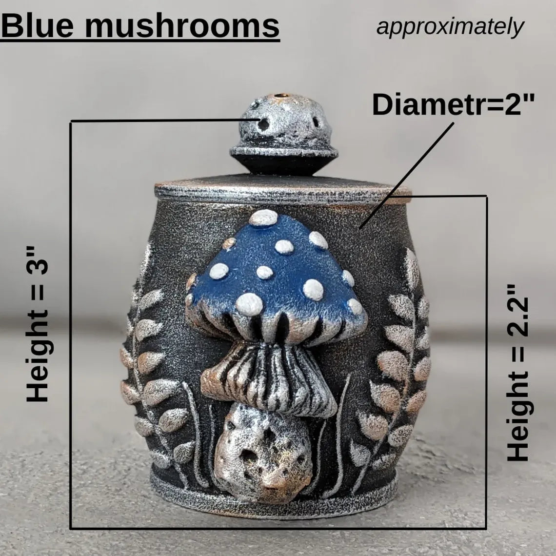 fly agaric mushroom wooden pot with lid dimensions