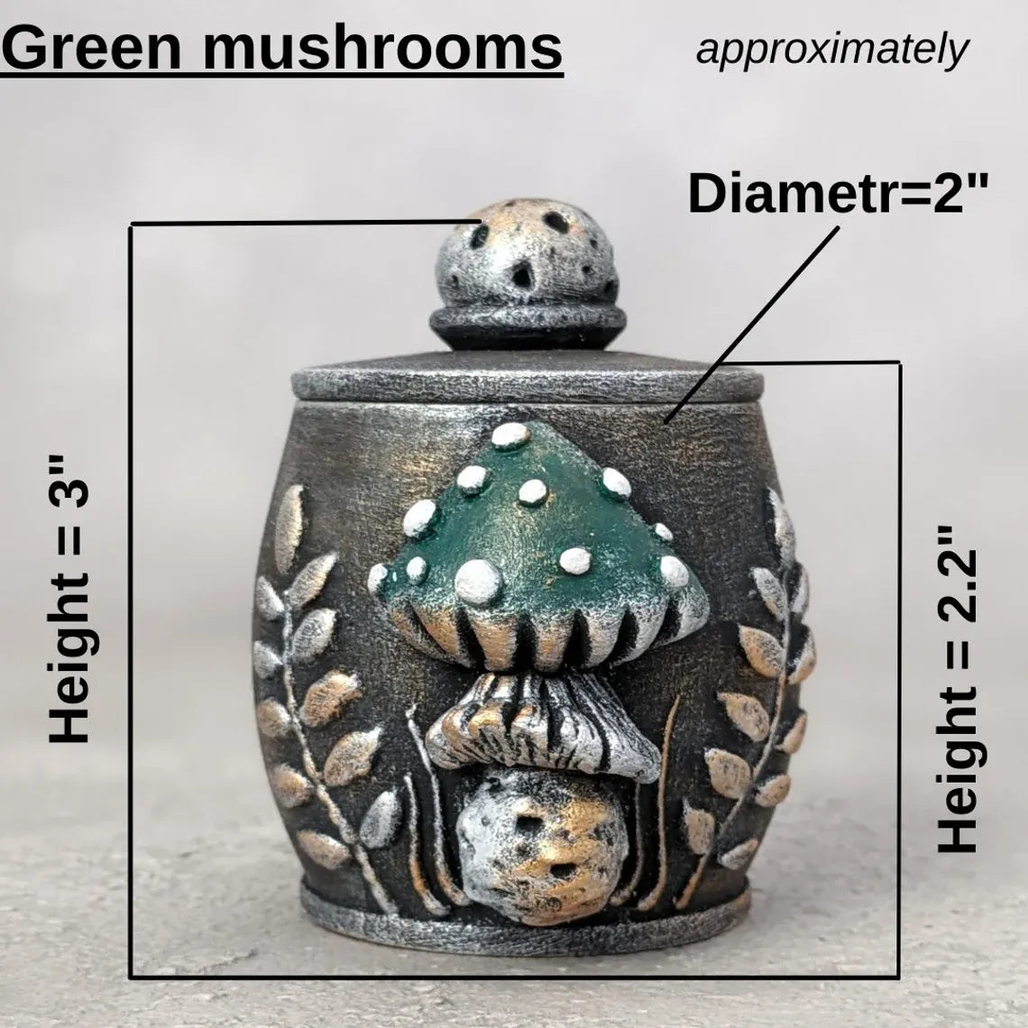 fly agaric mushroom wooden pot with lid dimensions