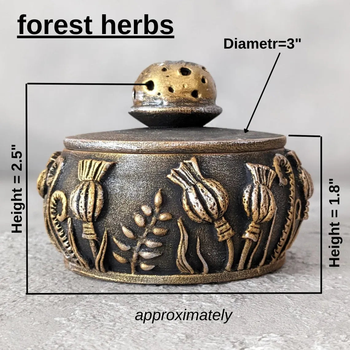 forest glade golden wooden pot with lid dimensions