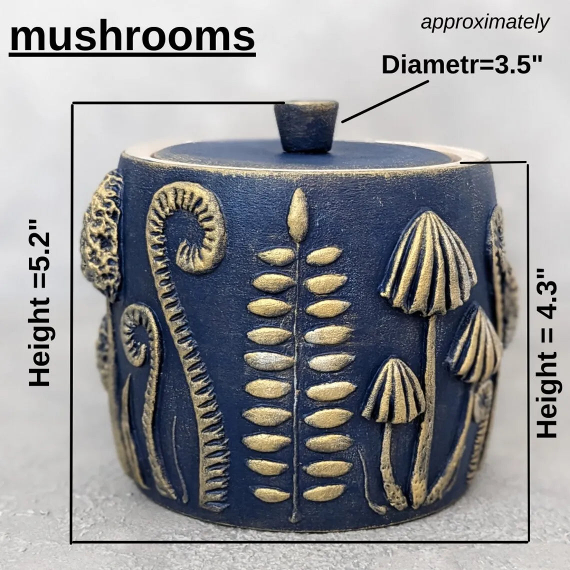 forest herbs and mushrooms blue wooden pot with lid dimensions