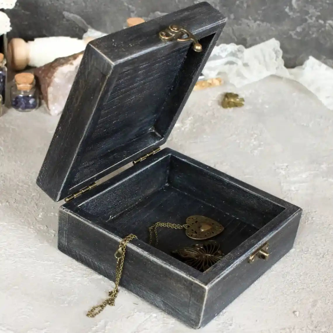 luna moth enchanting wooden witches box open