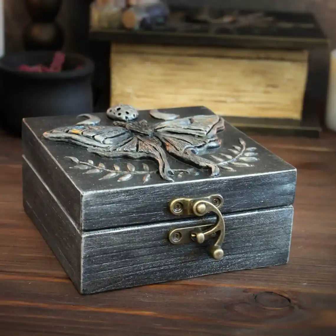 luna moth enchanting wooden witches box