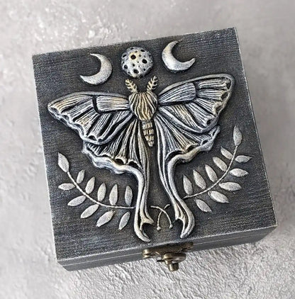 luna moth enchanting wooden witches box top view