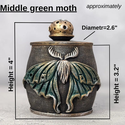 moon moth medium sized wooden pot with lid