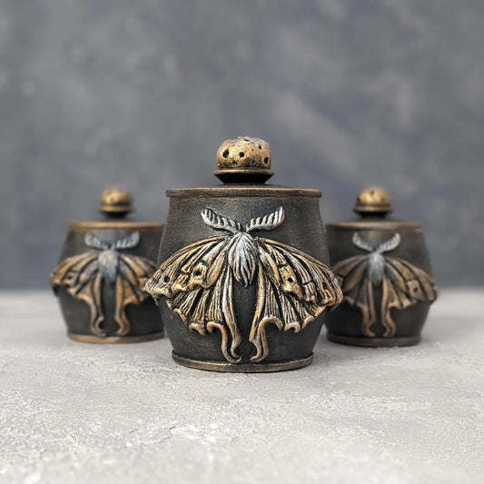 moon moth wooden pot with lid collection