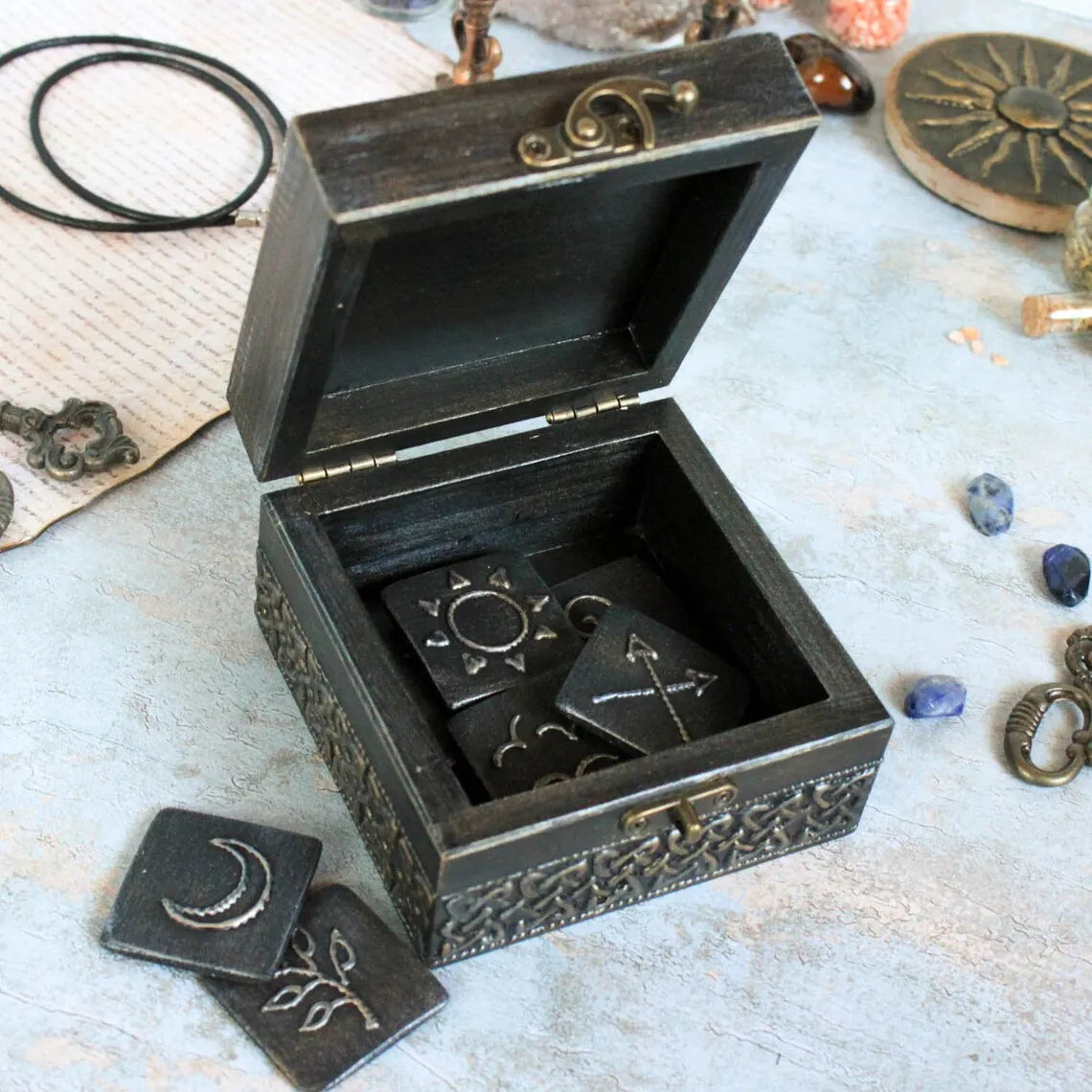 magic eternal wooden ouroboros witches box open