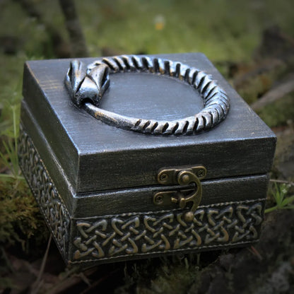 magical eternal wooden ouroboros witch box  