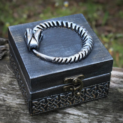 magical eternal wooden ouroboros witch box closed