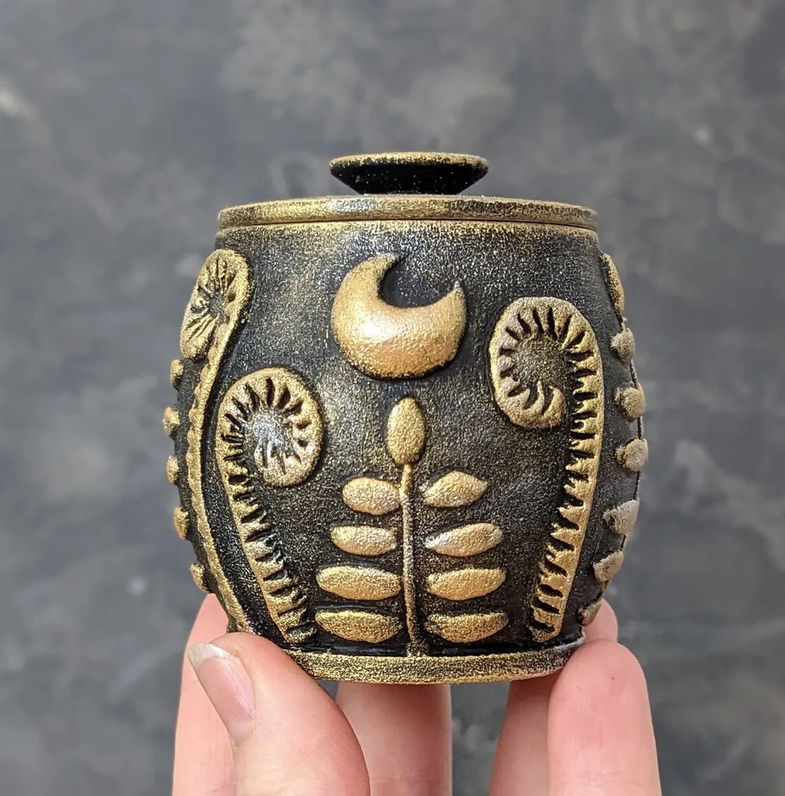 magic herbs under the moon wooden pot in hand