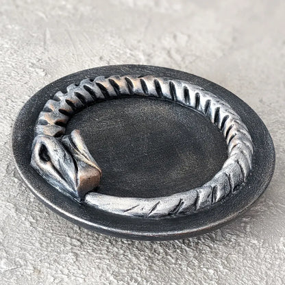 ouroboros offering bowl silver black