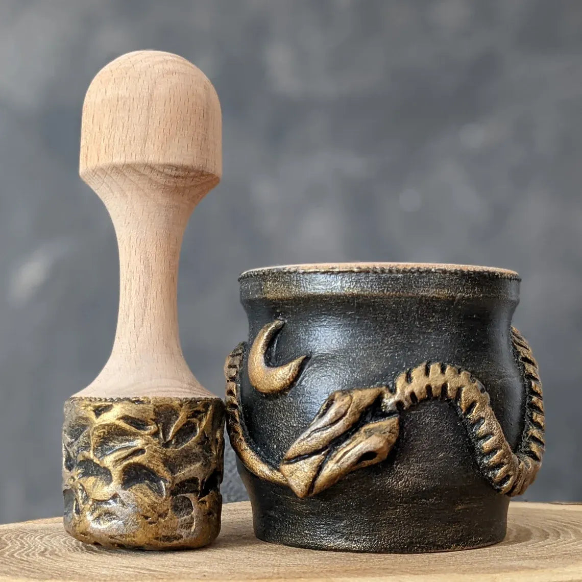 ouroboros wooden mortar and pestle dimensions