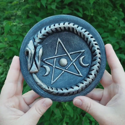 Ouroboros & Pentagram: altar pentacle plate