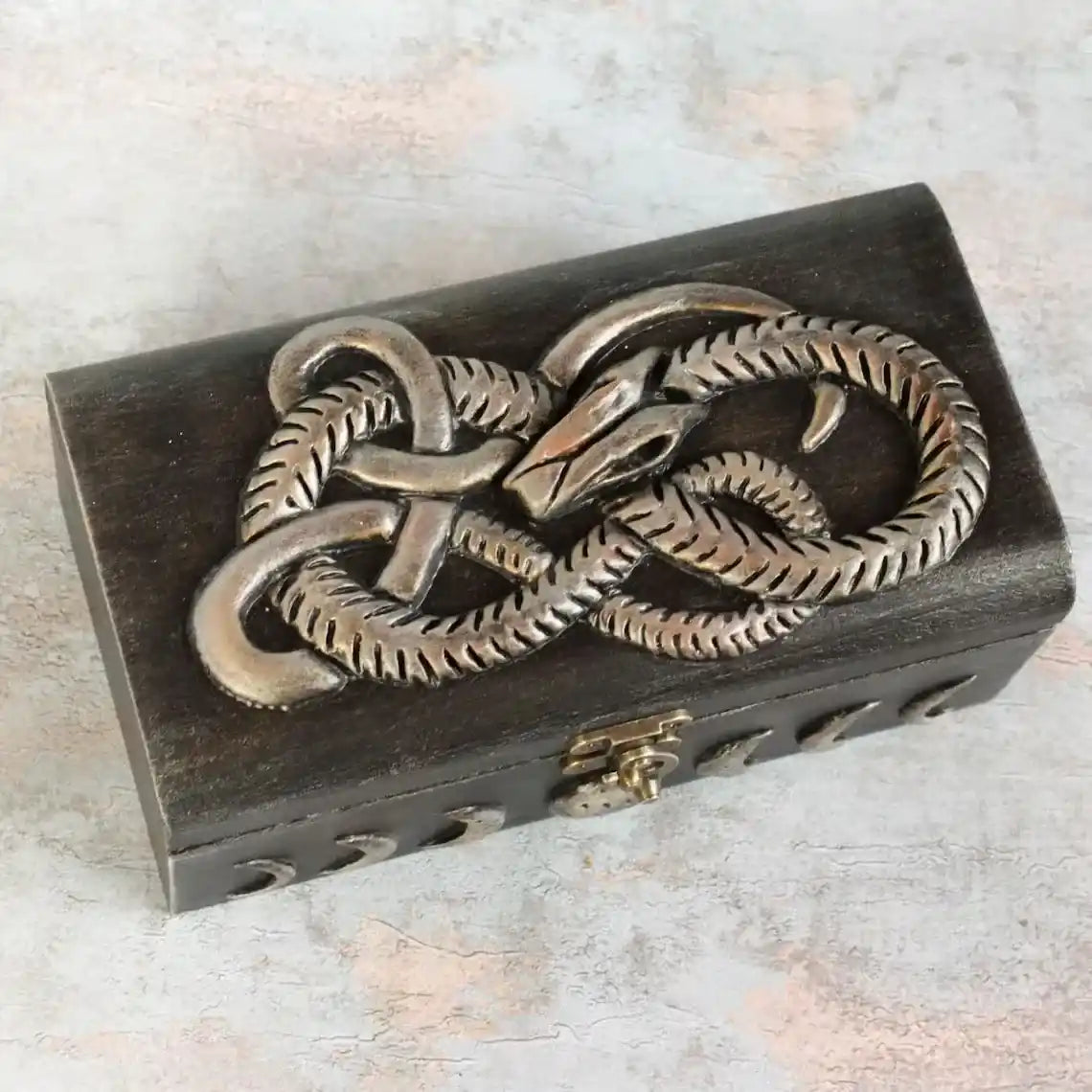 serpentine magic jormungandr wooden witches box top view