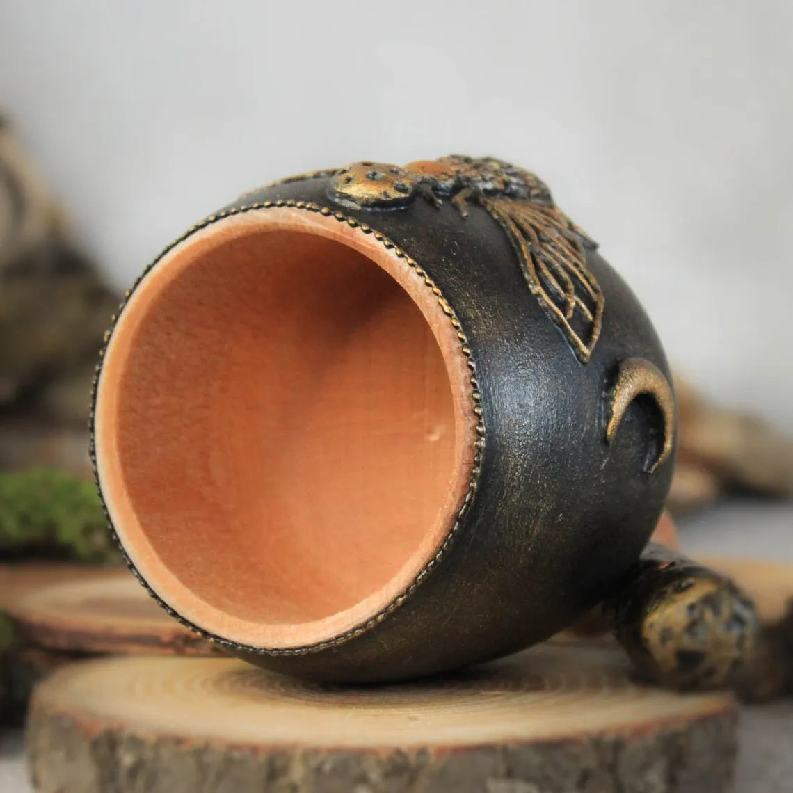 witch bee wooden mortar and pestle open