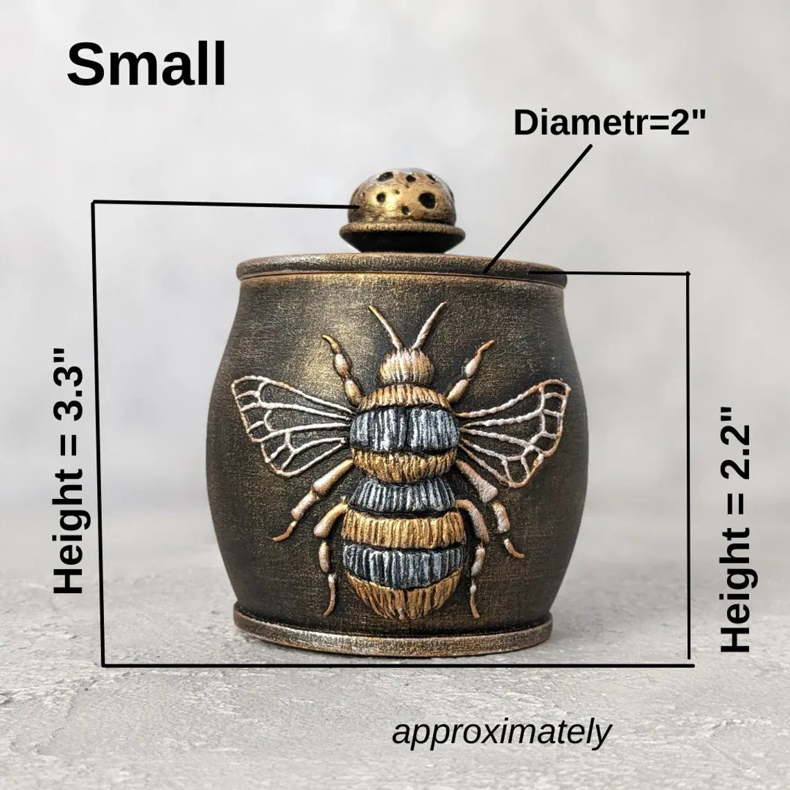 witch bee wooden pot with lid small size