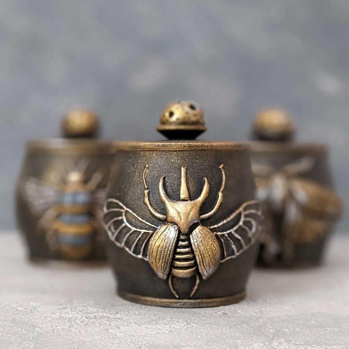 witch beetle wooden pot with lid collection