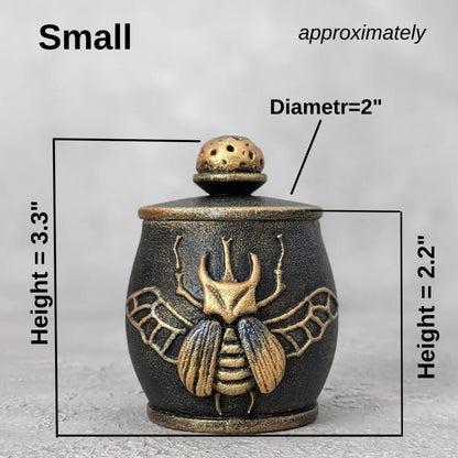 witch beetle wooden pot with a lid small 