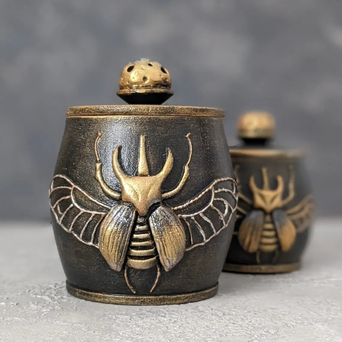 witch beetle wooden pot with lid collection