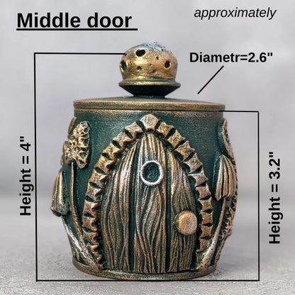 witch door emerald wood pot with lid medium size