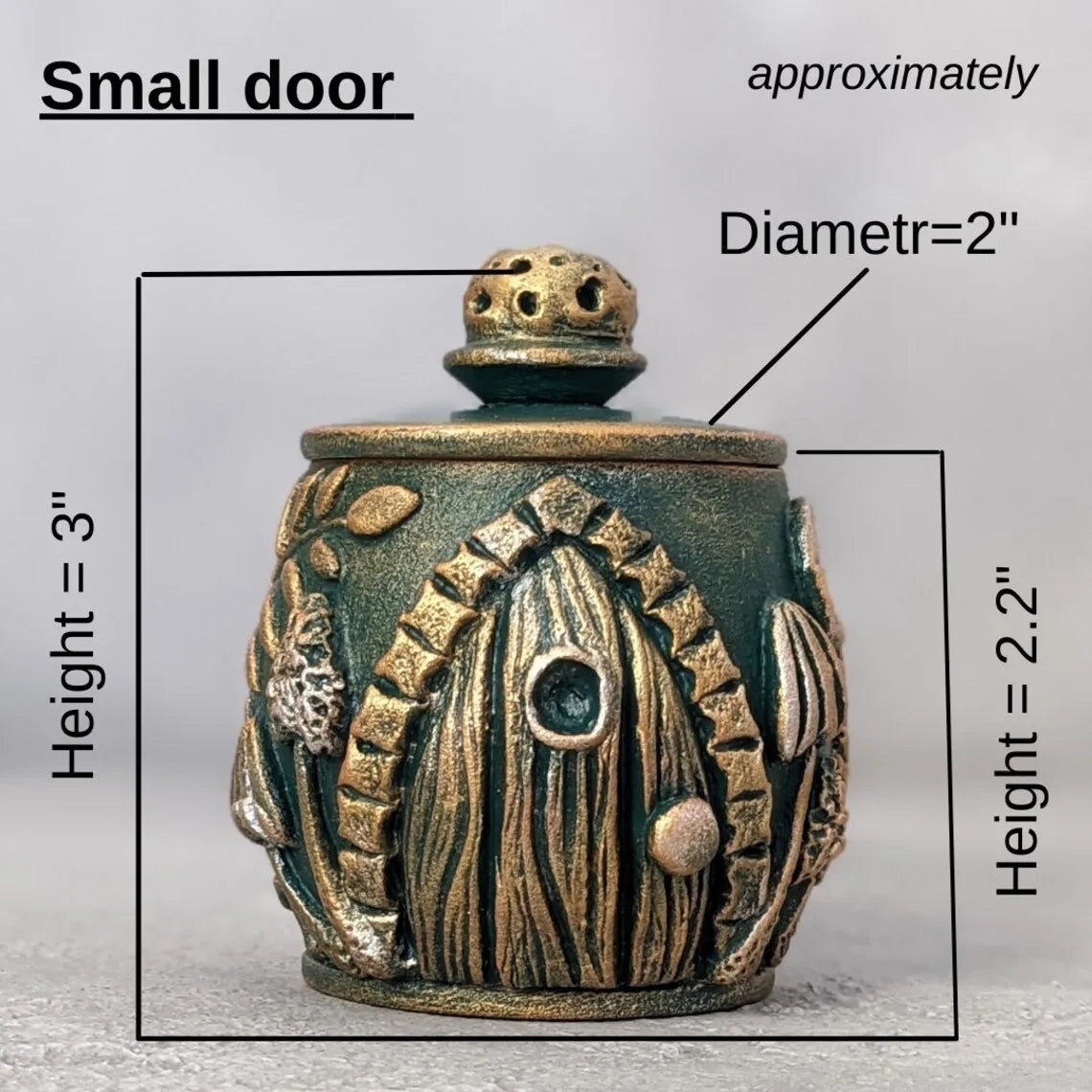 witch door emerald wooden pot with lid small size