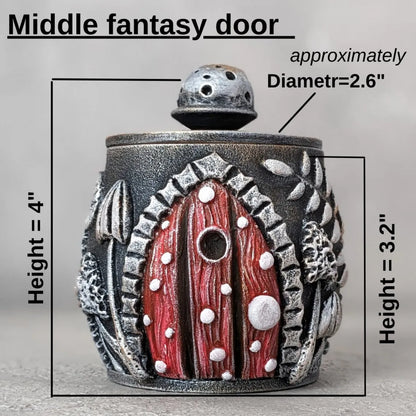 witch door medium sized wooden pot with lid